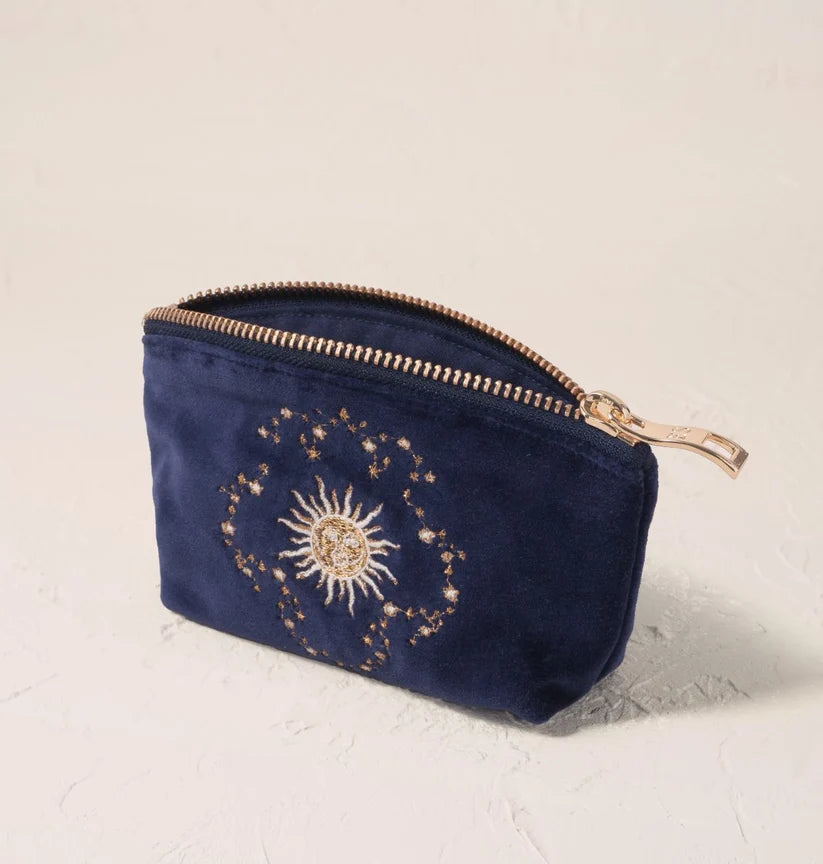 Elizabeth Scarlett Navy Coin Purse - Celestial Sun & Moon