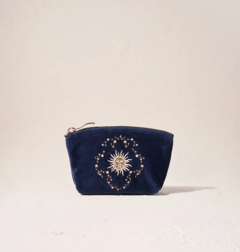 Elizabeth Scarlett Navy Coin Purse - Celestial Sun & Moon