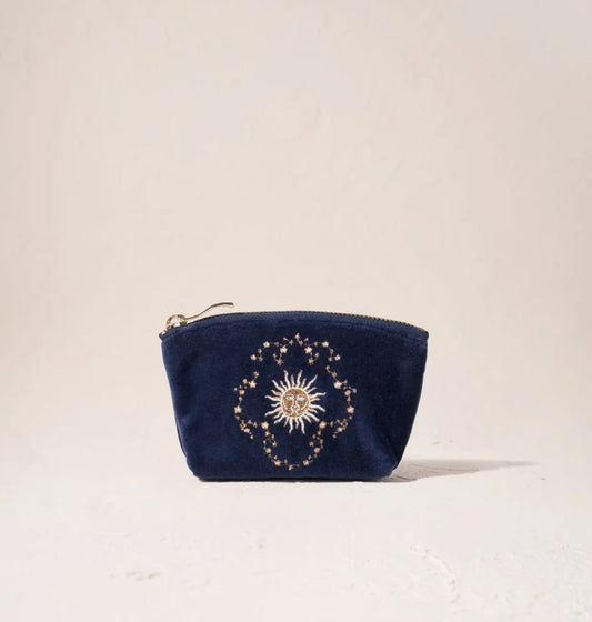 Elizabeth Scarlett Navy Coin Purse - Celestial Sun & Moon