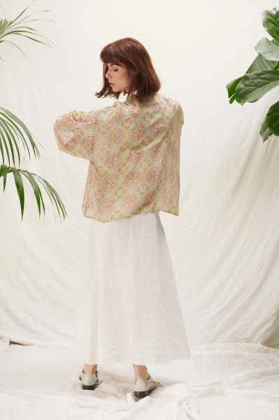 One Hundred Stars Vintage Pink Tiles Kimono