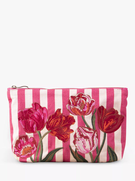 Elizabeth Scarlett Tulip Stripe/Pink Canvas Everyday Pouch