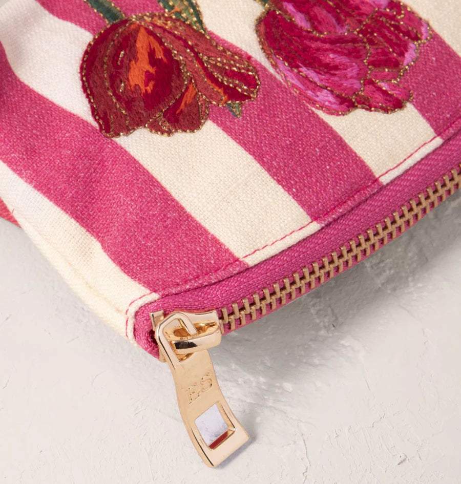 Elizabeth Scarlett Tulip Stripe/Pink Canvas Coin Purse