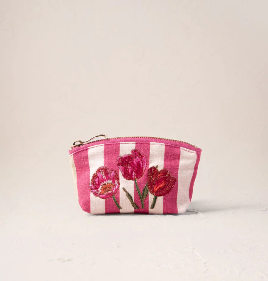 Elizabeth Scarlett Tulip Stripe/Pink Canvas Coin Purse