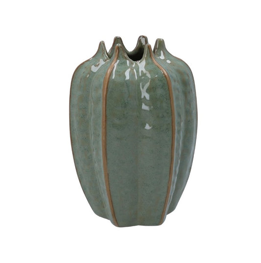 Gisela Graham Stoneware Vase Green Pod