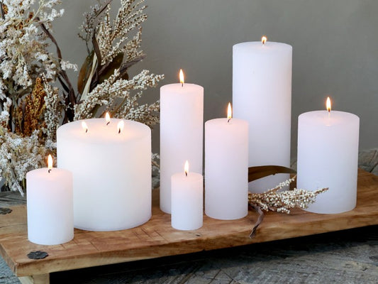 Macon Pillar Candle Rustic - White