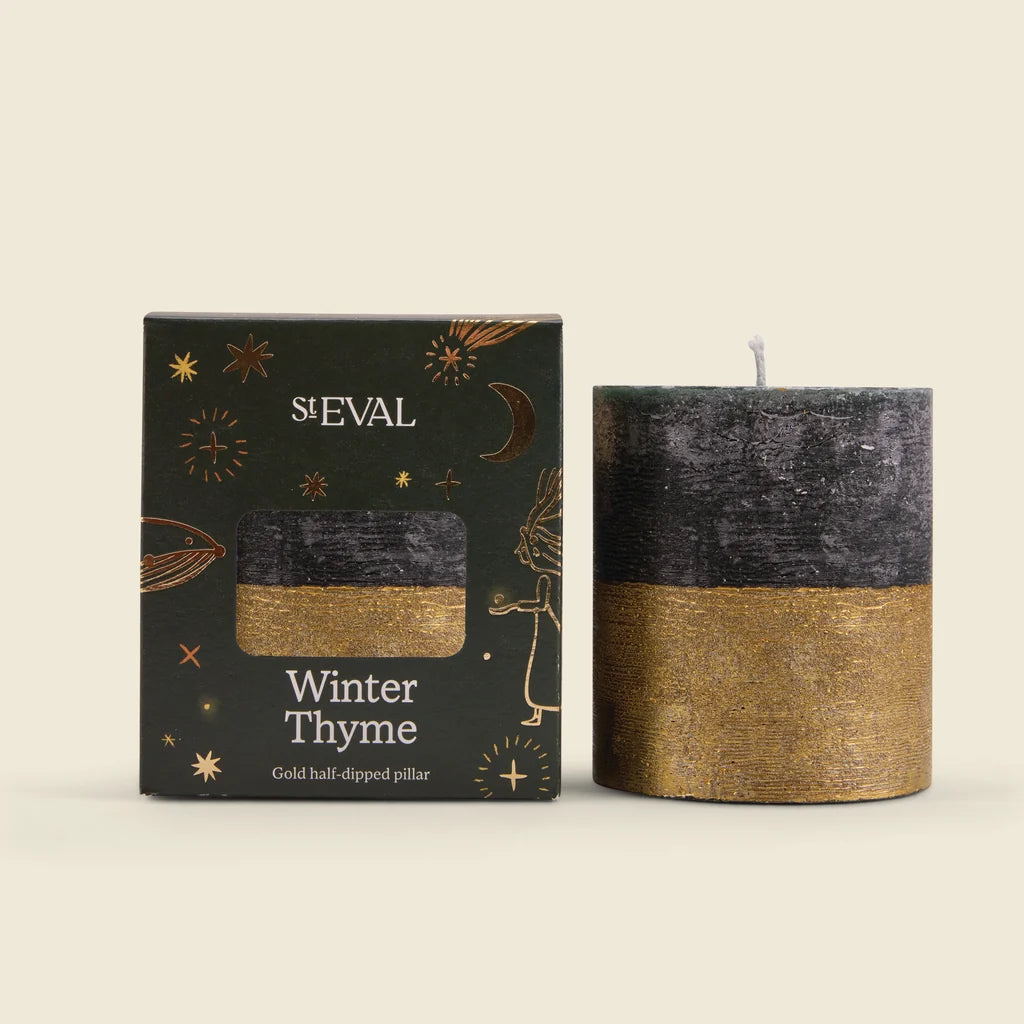 St Eval Gold Half Dipped Pillar Winter Thyme