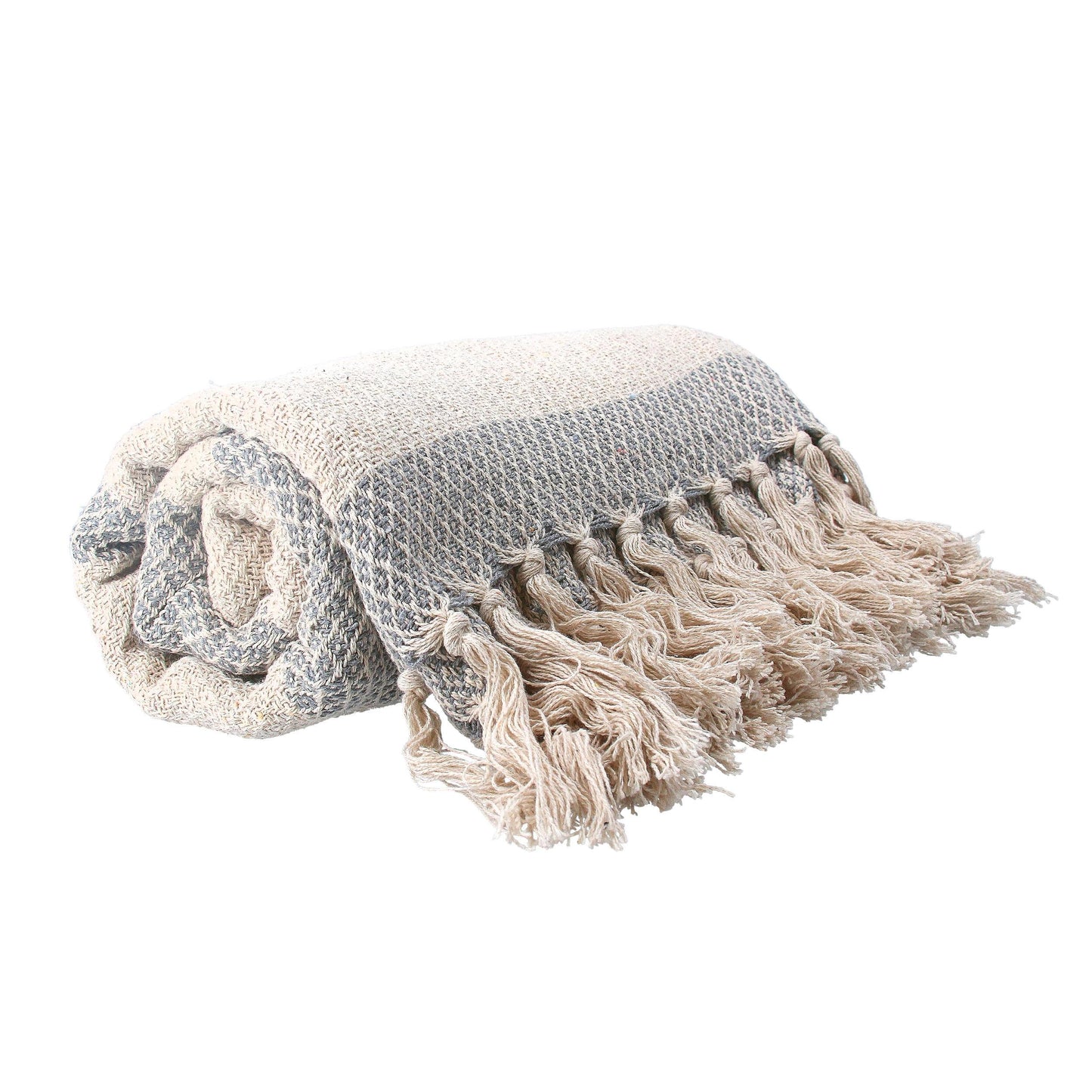 Gisela Graham Grey Woven Diamond Stripe Throw