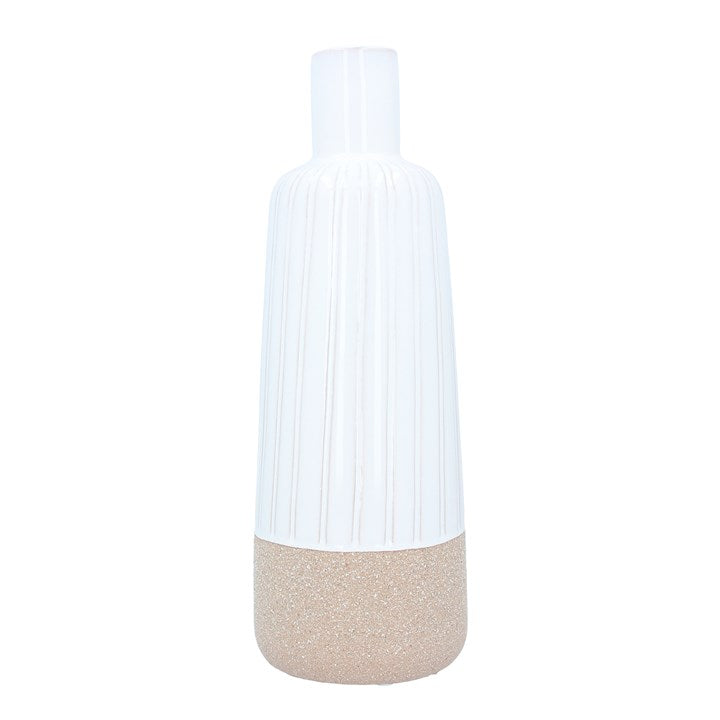 Gisela Graham White Demi-Glazed Ceramic Bottle Vase