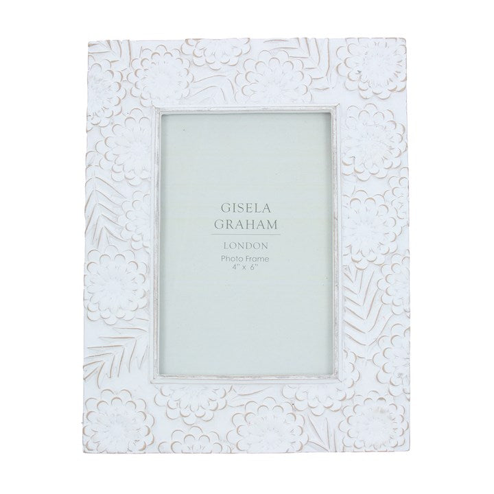 Gisela Graham White/Natural Floral Picture Frame