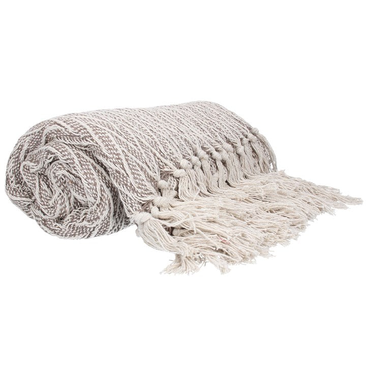 Gisela Graham Knitted Throw Beige Chevron