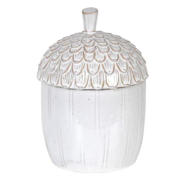 White Ceramic Acorn Jar