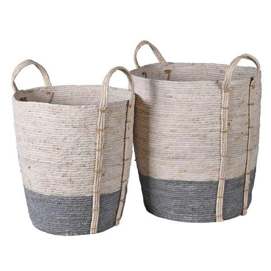 Grey & White Seagrass Baskets, Tall