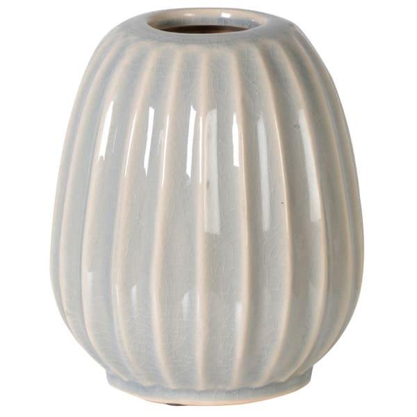 Large Soft Grey Ribbed Vase