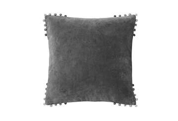 Walton & Co Velvet Cushion Charcoal With Pompoms