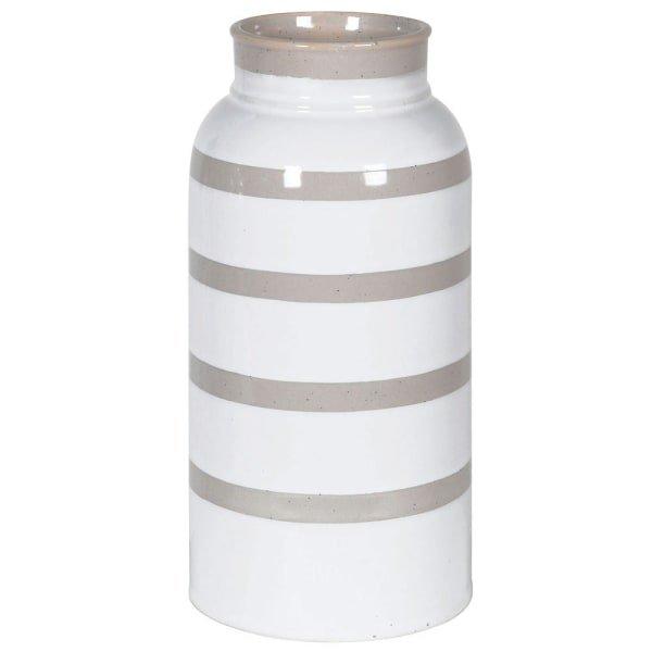 Beige White Stripe Ceramic Vase