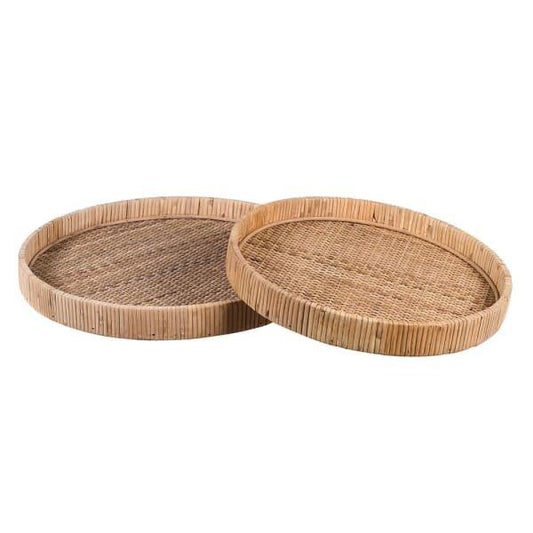 Set Of Round Rattan Trays