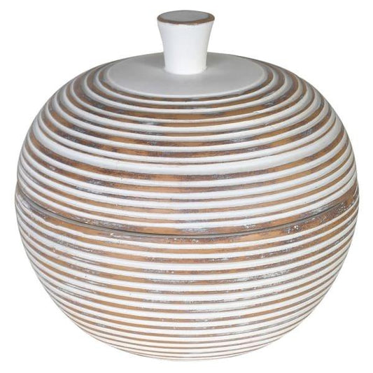 White Washed Ribbed Jar