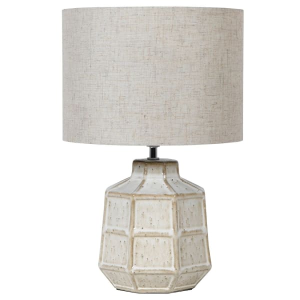 Hexagonal Lamp with Off White Shade