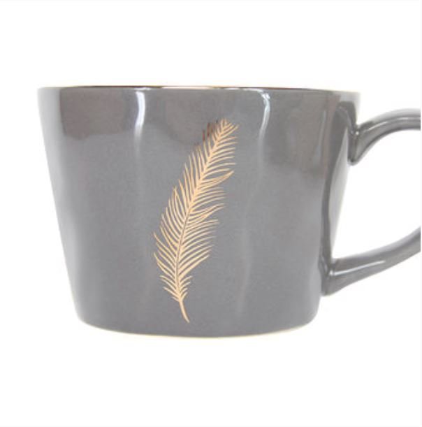 Gisela Graham Ceramic Mug - Gold Feather