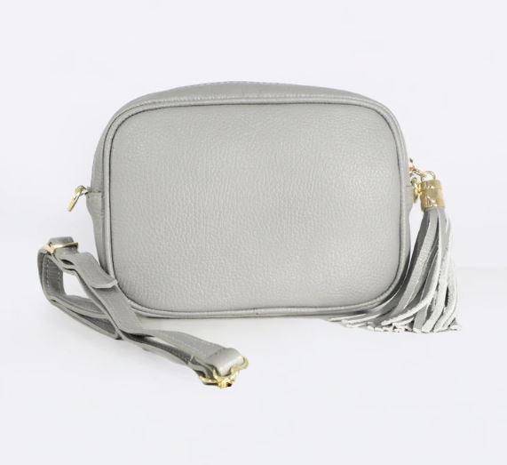 Light Grey Italian Leather Camera Bag