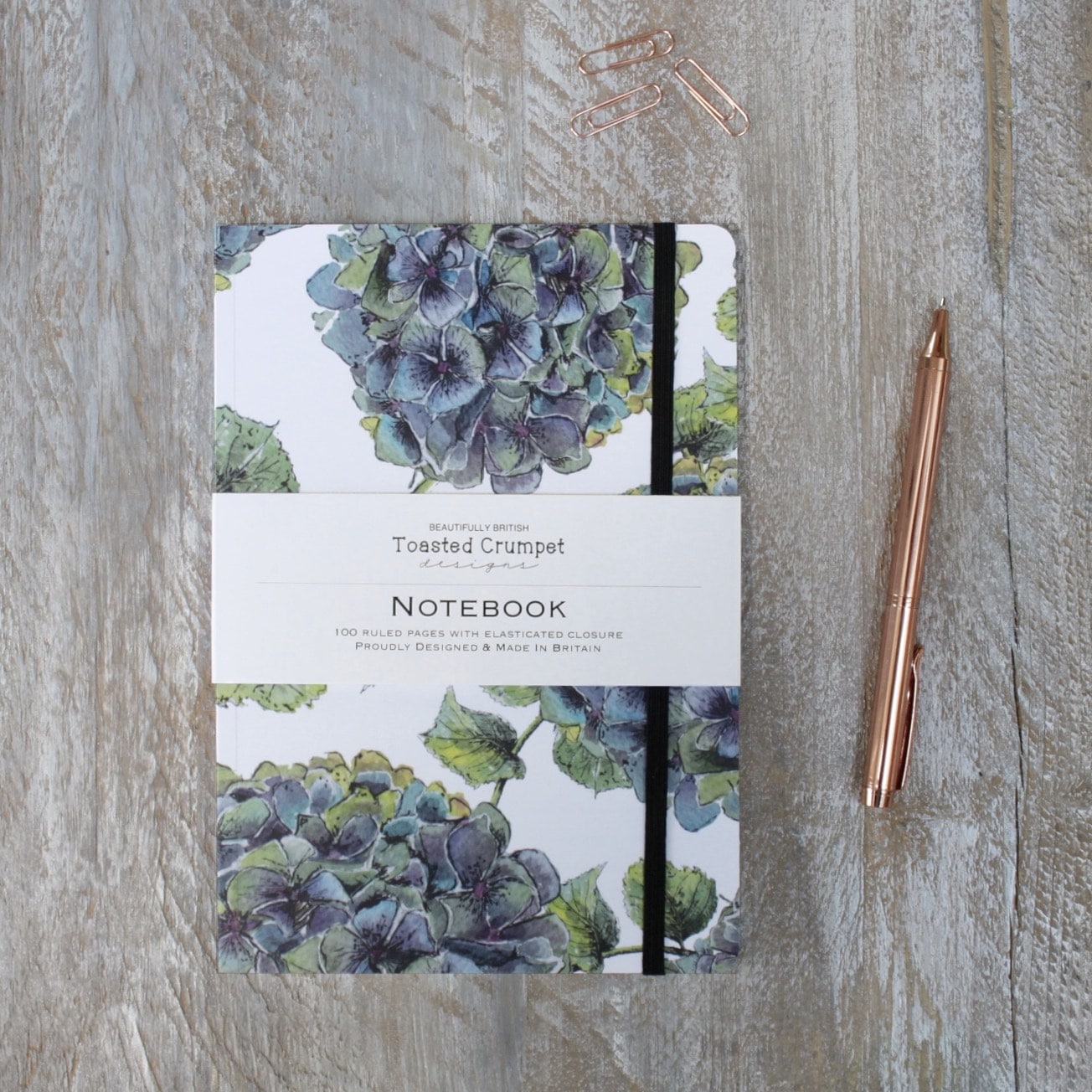 Toasted Crumpet A5 Lined Notebook Hydrangea