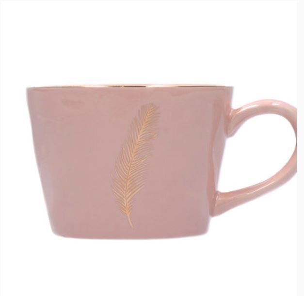 Gisela Graham Ceramic Mug - Gold Feather