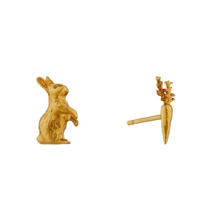 Alex Monroe Rabbit & Carrot Asymmetric Earrings